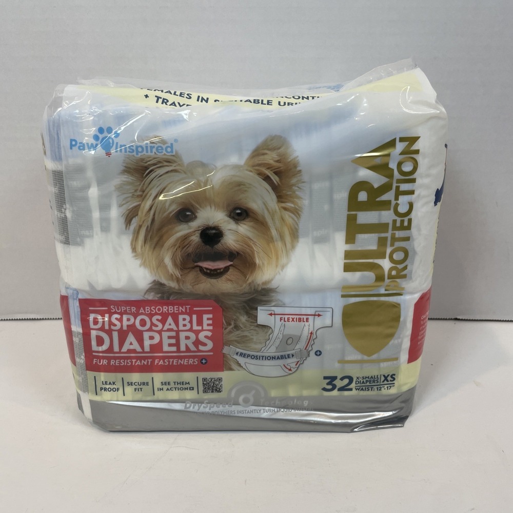 Paw Inspired Diapers XS White Ultra Protection Disposable 32ct Absorbent